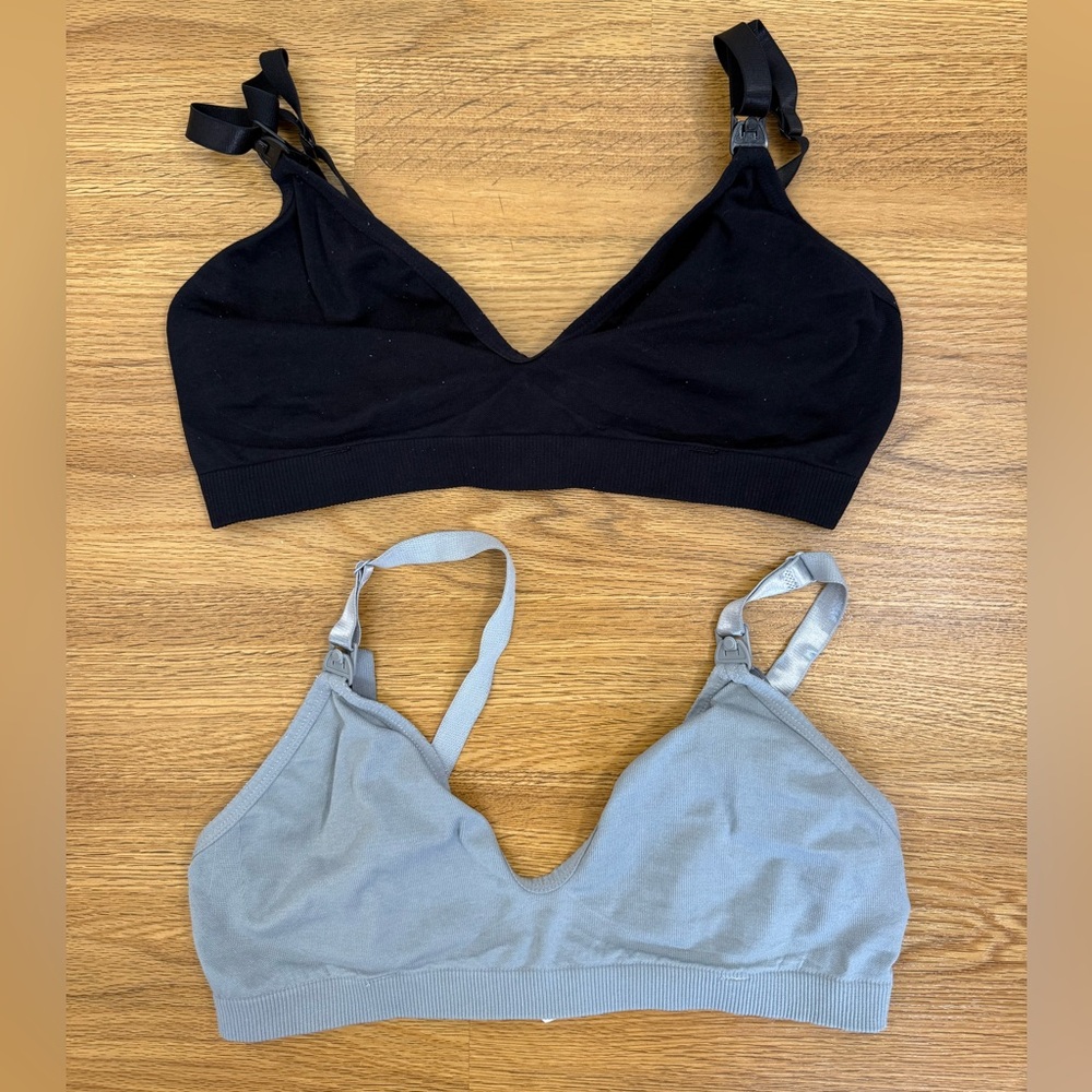 Women's Black and Gray Nursing Bra Set